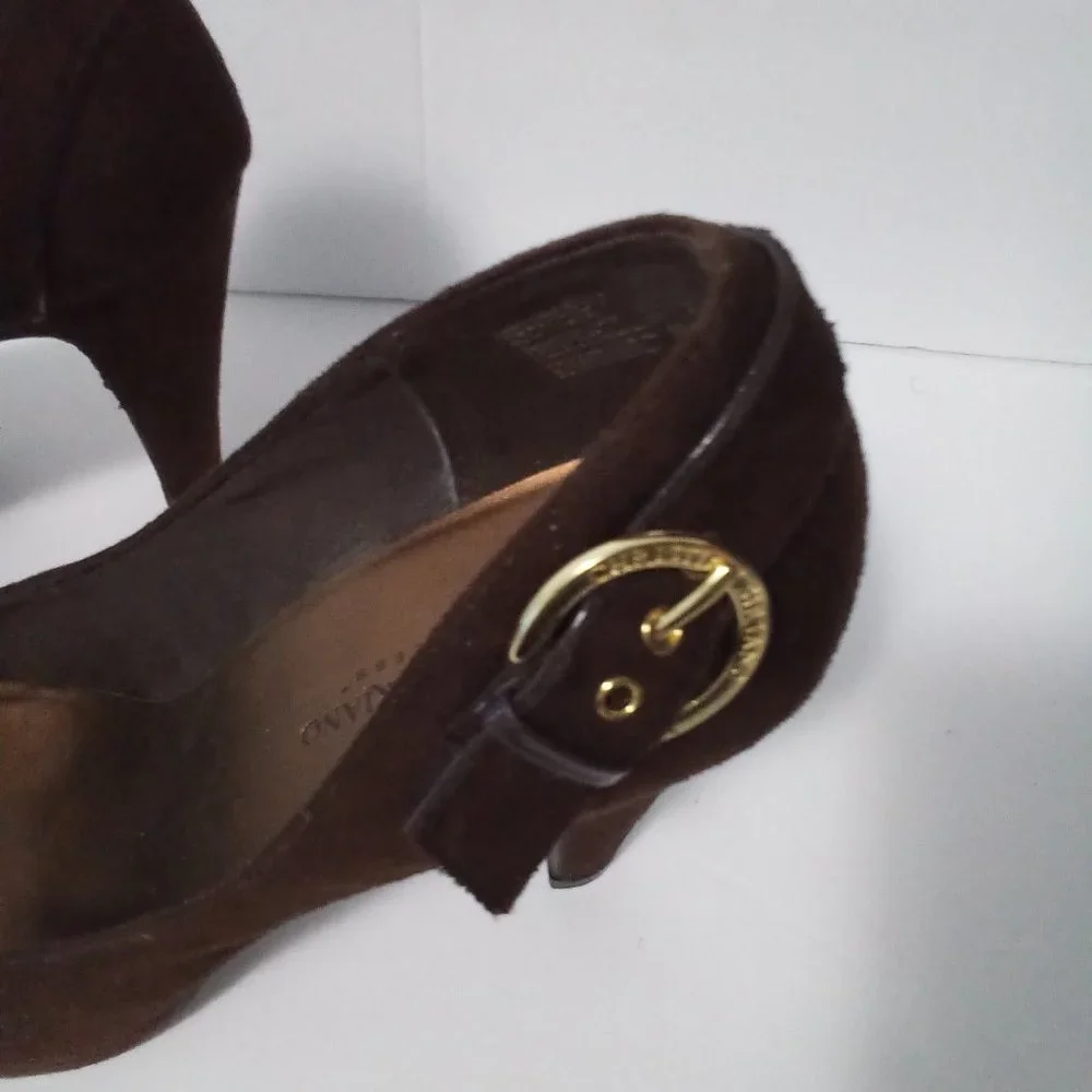 Christian Siriano‎ brown suede platforms 4”heel Size 10